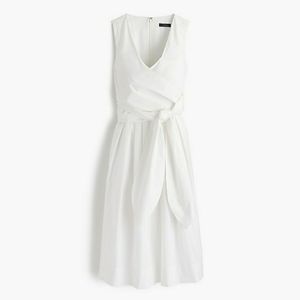 J.CREW White Cotton Poplin Wrap Dress; back zipper